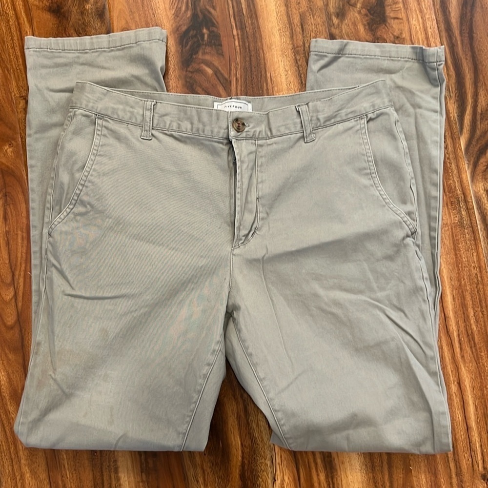 Five Four Pants Casual Chino Straight Leg Men’s Size 32 Flat Front Gray